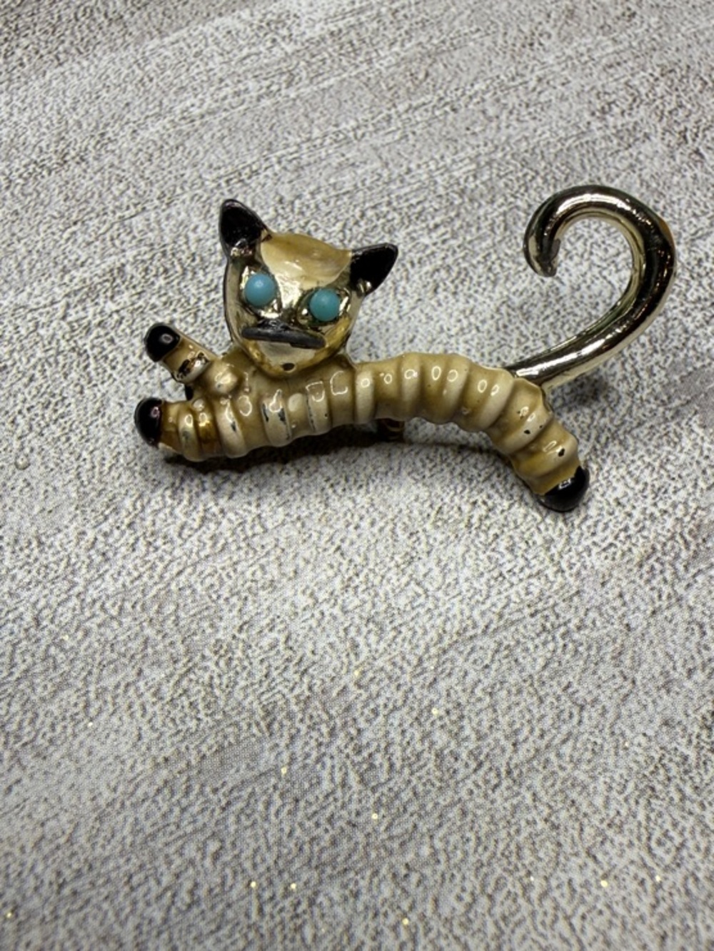Vintage Siamese “cat”- erpillar Brooch